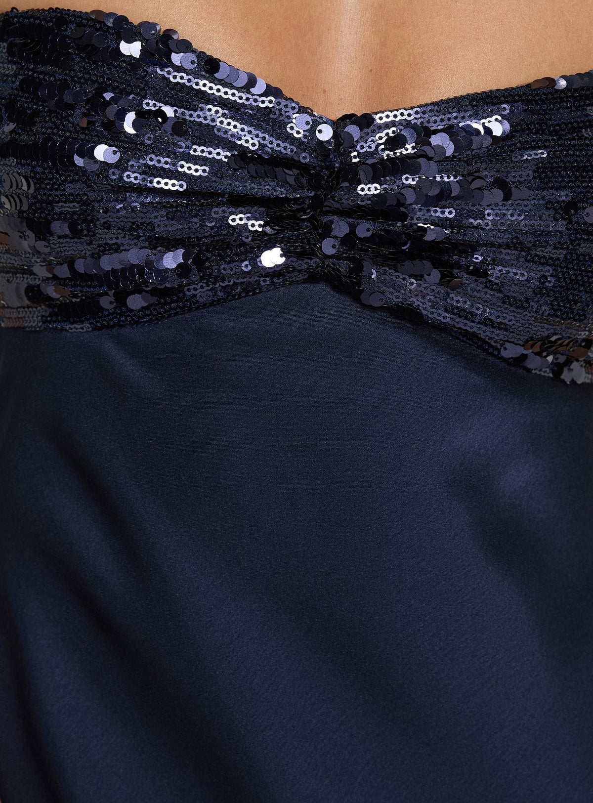 See The Vision Pailletten-Bustier trägerloses Maxikleid Marineblau