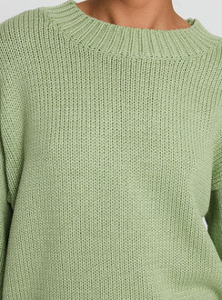 Harmony Balloon Sleeve Knit Jumper Sage