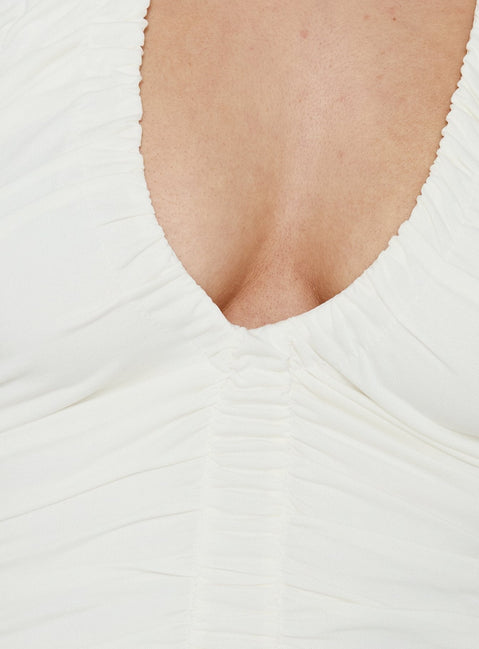 Opalite gerafftes Neckholder-Top Weiß