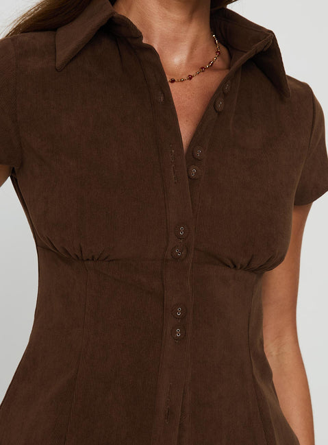 Cottesloe Cord-Bluse Schokobraun