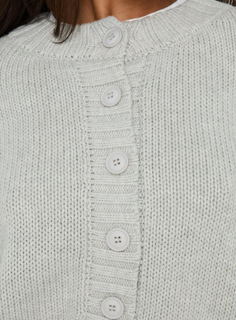 Highlighting the Edern Cardigan Light Grey Marle womens-jumpers with short oversized fit product