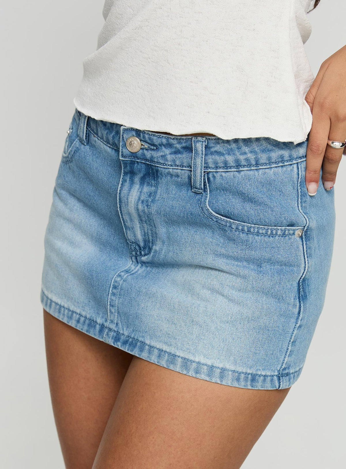 Jordi Low Rise Jeans-Skort Hellblau Waschung