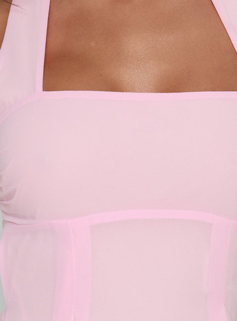 Rosamie Neckholder-Minikleid Zartrosa