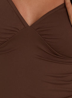 Daily Define Carmen-Top mit V-Ausschnitt, Braun
