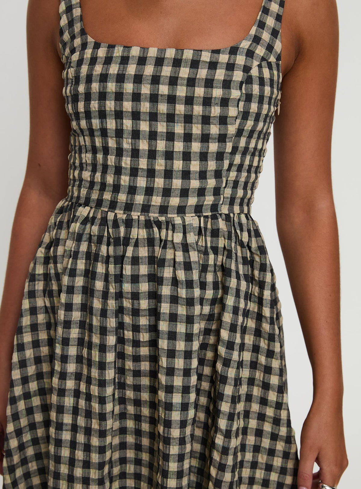 Maxikleid Cartmel Kariert Schwarz / Creme Petite