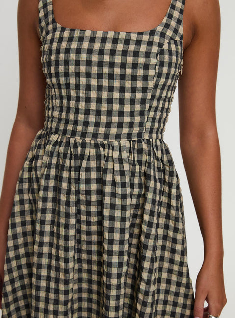 Maxikleid Cartmel Kariert Schwarz / Creme Petite