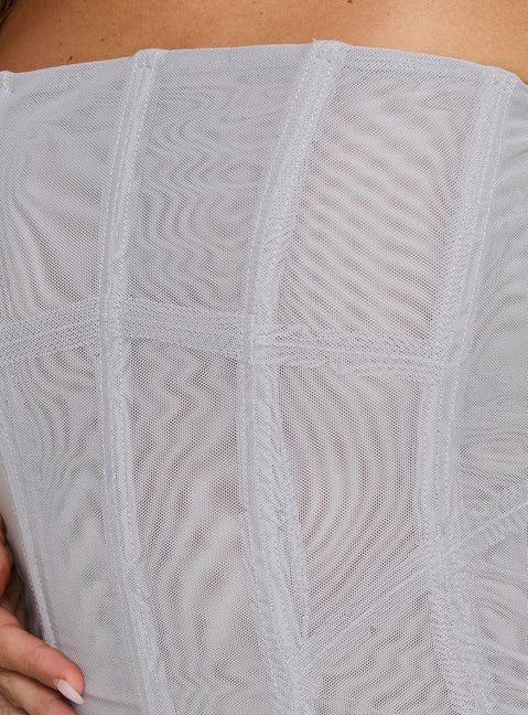 Oscuro Longline Mesh-Korsett-Oberteil Schiefergrau