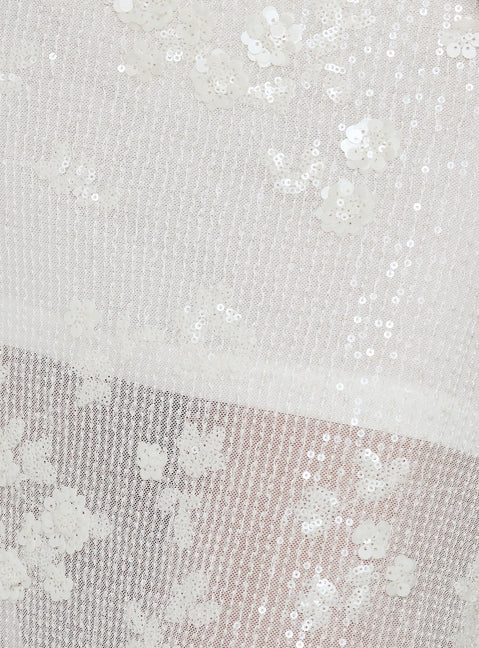 Heart Stealer Sheer Sequin Midi Skirt in White highlighting fitted a-line details and frayed hem Princess Polly