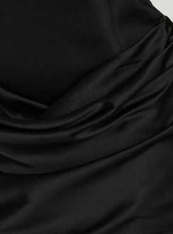 Aubriellah Sweetheart Neckline Draped Mini Dress Black