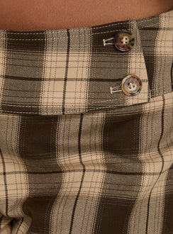 Schneider Foldover Microshorts Braun Kariert