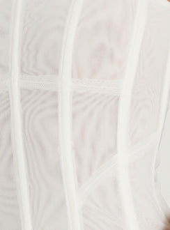 Oscuro Longline Mesh-Korsettoberteil Weiß