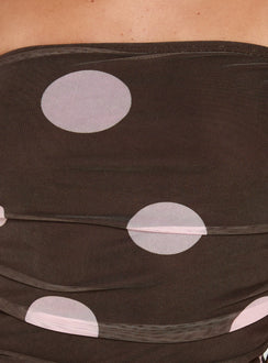 Trägerloses Top mit Punktmuster „Act Natural“, Braun/Rosa