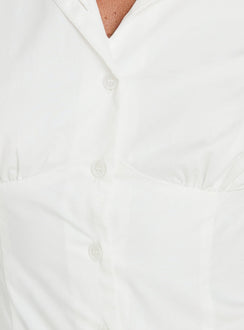 Kathi Collared Button Down Top White