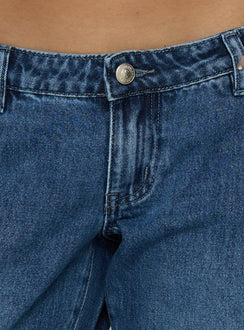 Featuring Hierarchy Low Rise 3/4 Length Jeans Mid Wash womens-jeans with low-rise waist Princess Polly