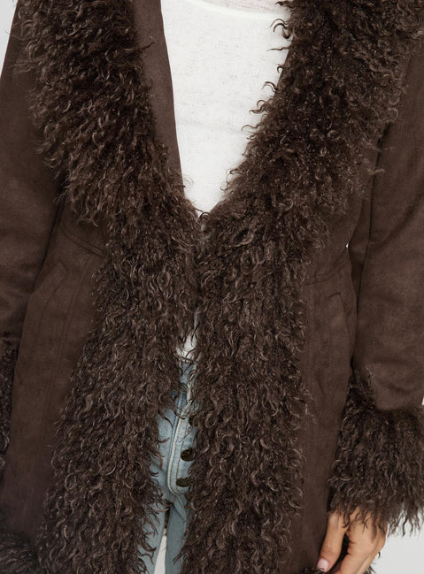 Josefina Jacke mit Kunstpelzdetails Schoko