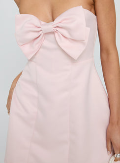 Genevie Trägerloses Mini-Kleid mit Schleife an der Brust Hellrosa