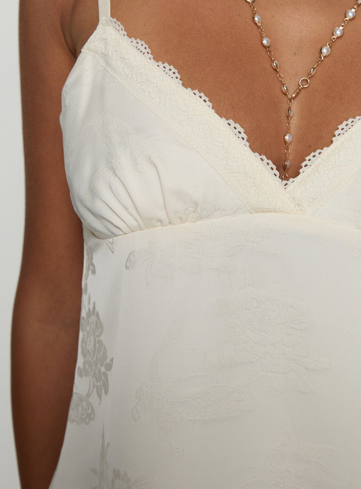Had Me At Hello Spitzensaum Top mit Blumenmuster Creme