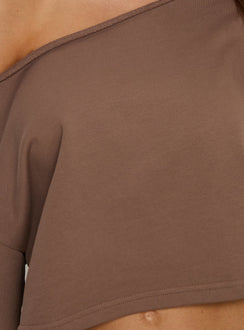 Retreat Raw Edge Off-Shoulder Jumper Cocoa