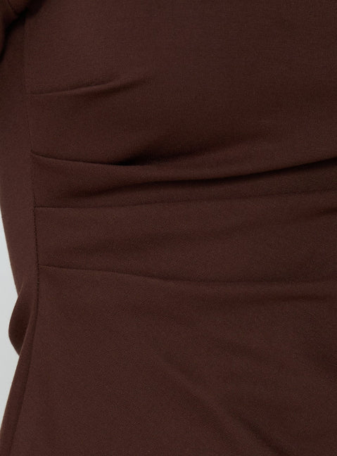 Lioxa gerafftes Taillen-T-Shirt Schokobraun