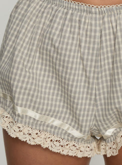 Rhubarb Spitzenshorts Beige / Grau Kariert