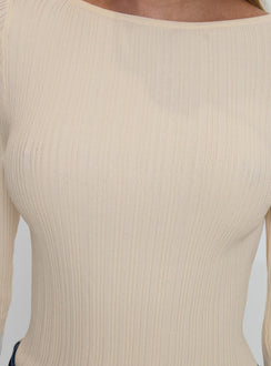 product Princess Polly Mayok Long Sleeve Bodysuit Beige Full Sleeves 