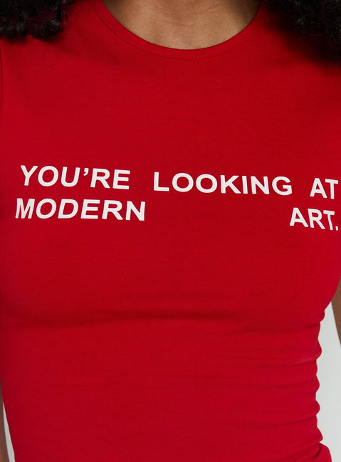 Modern Art mit Motivprint Baby T-Shirt Rot