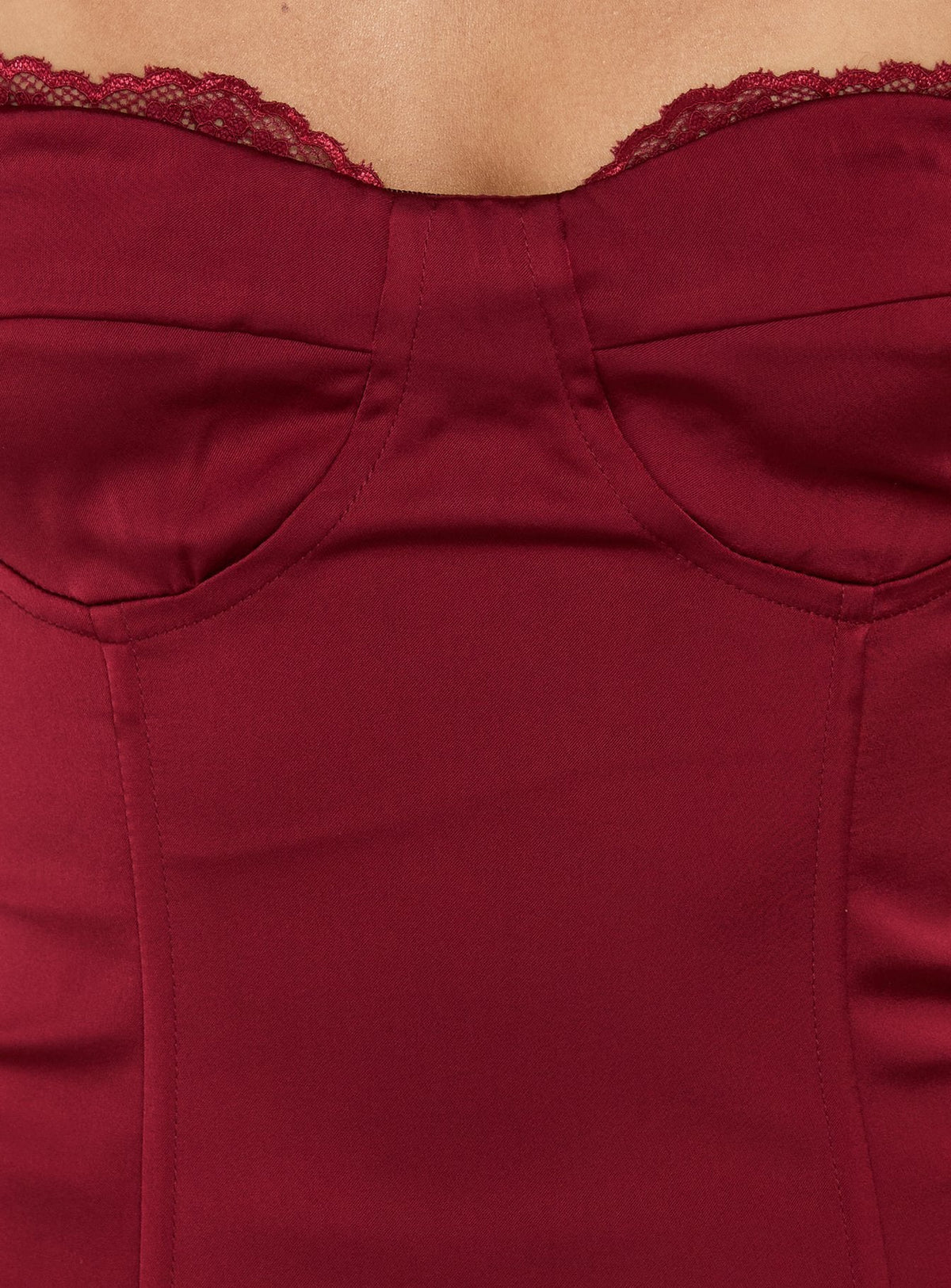 Jazzy trägerloser Korsett-Jumpsuit Bordeauxrot