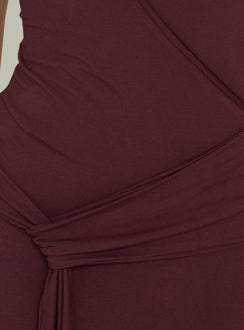 So Major Draped A-Linien Maxikleid Pflaumenfarben