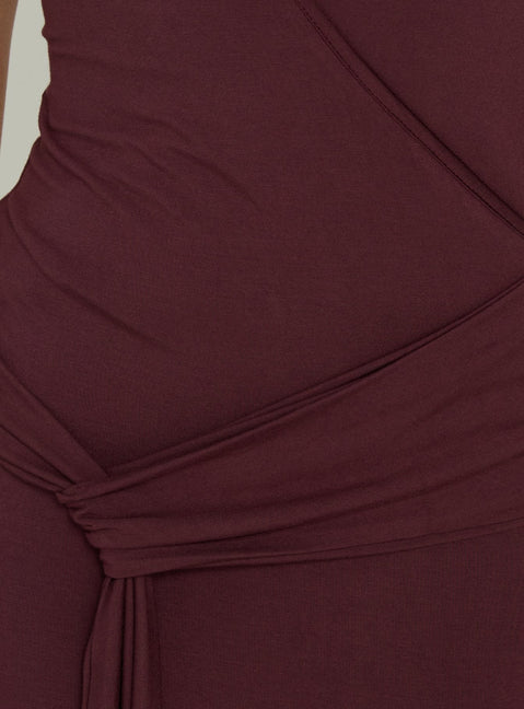 So Major Draped A-Linien Maxikleid Pflaumenfarben