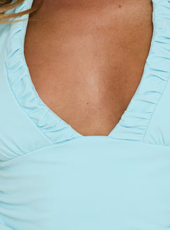 Mood Top mit Raffung „Stimmungsring“ Aqua
