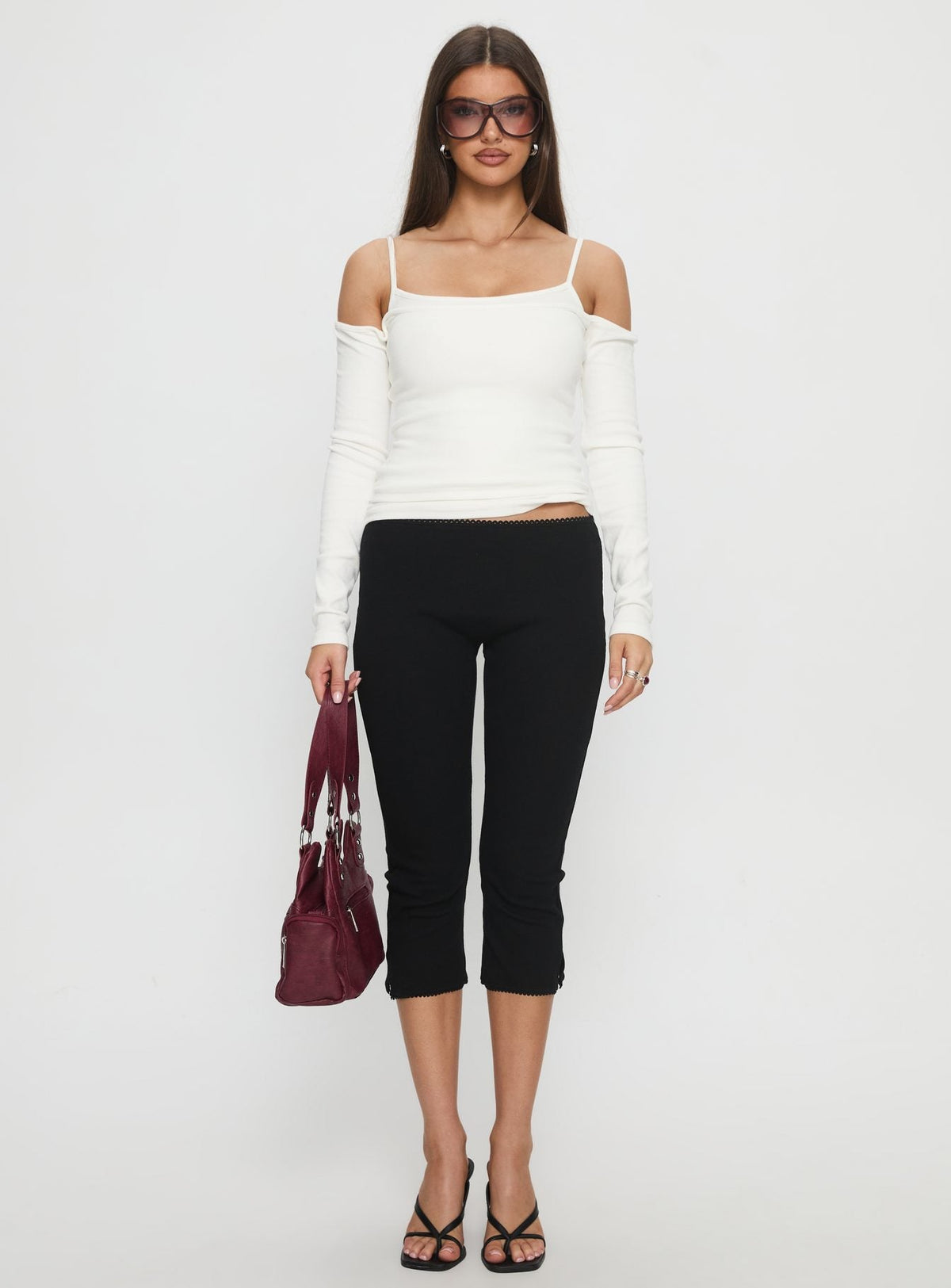 Baseline Ripp-Caprihose Schwarz Petite