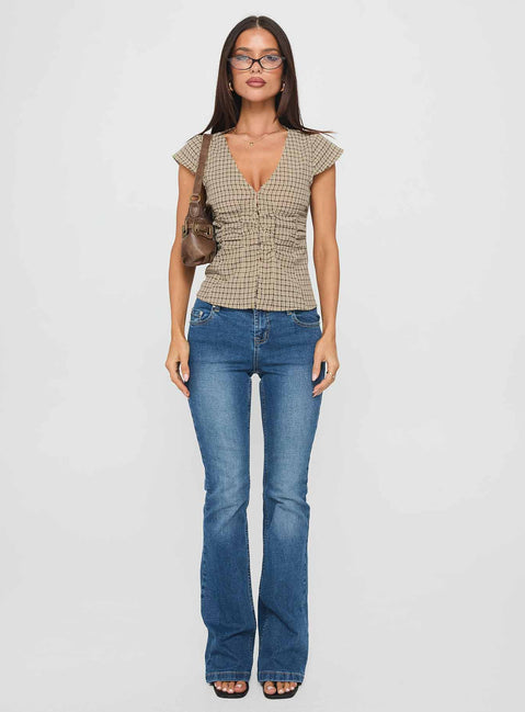 Indulgence Korsett-Top Beige Kariert