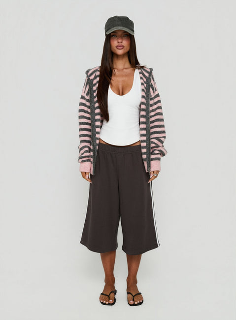 Aubry Oversized Hoodie aus Strick mit rosa Streifen