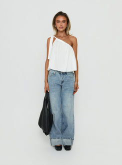 Klyne One-Shoulder-Top Weiß