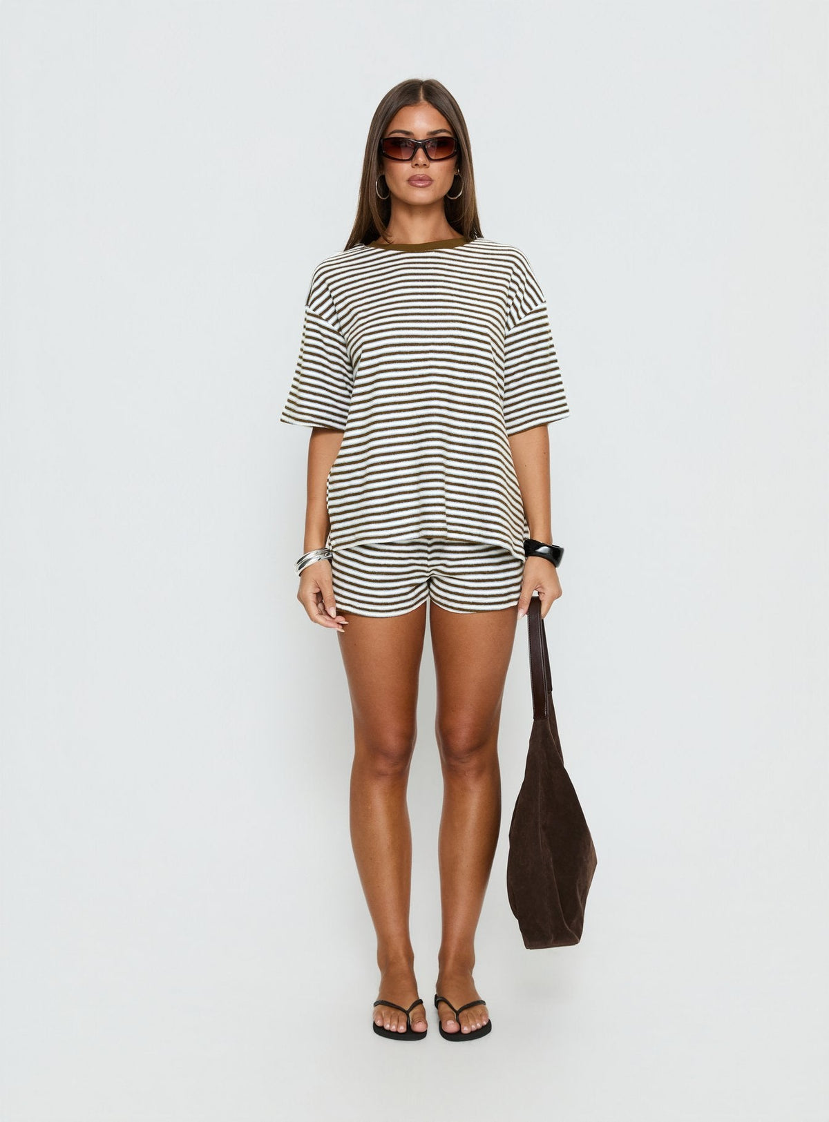 Selvina Frottee-Shorts mit Multistreifen