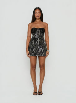 Good To Me Spitzen-Mini-Kleid mit Tiermuster