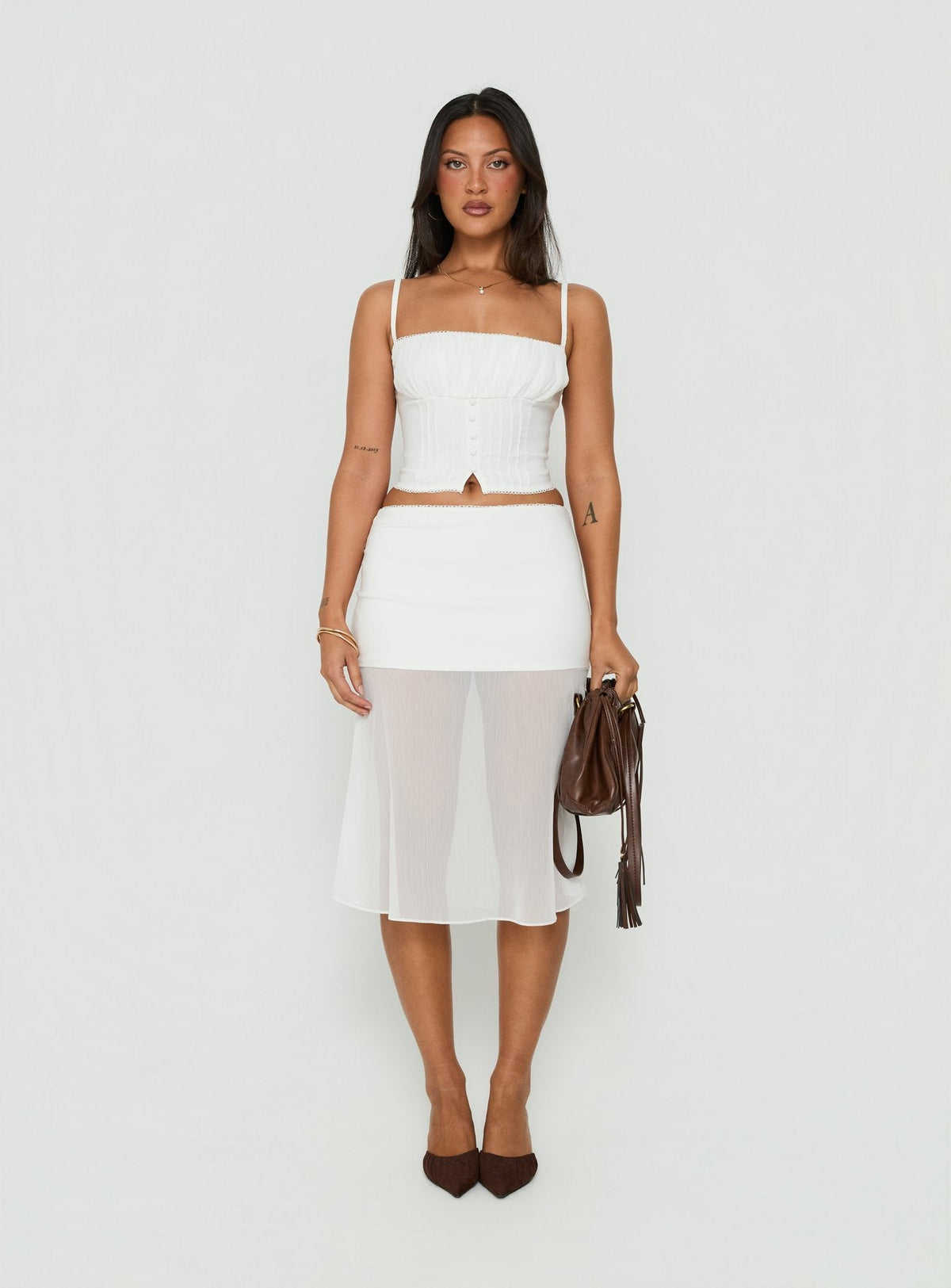Piya gerafftes Bustier-Cami-Top Weiß