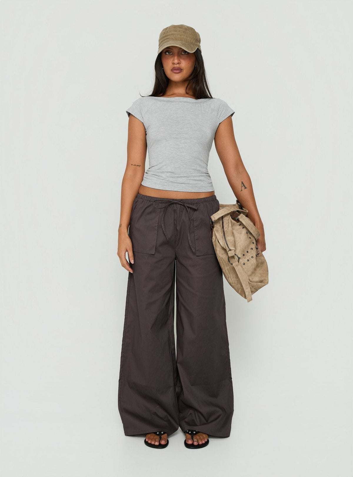 Trixee Jersey-Top mit U-Boot-Ausschnitt in Grau
