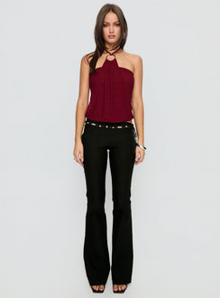 Hedlea Draped Ring Detail Top Weinrot