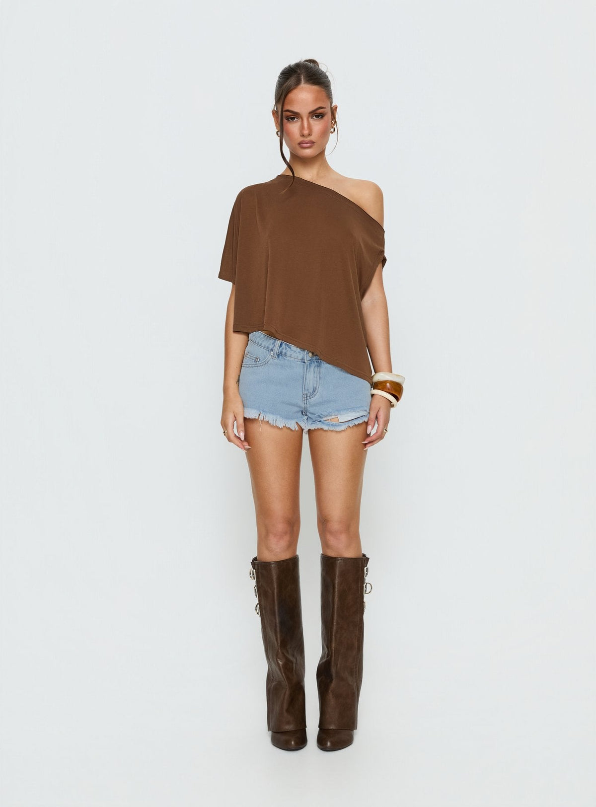 Posse Distressed Micro Denim Shorts Hellblaue Waschung