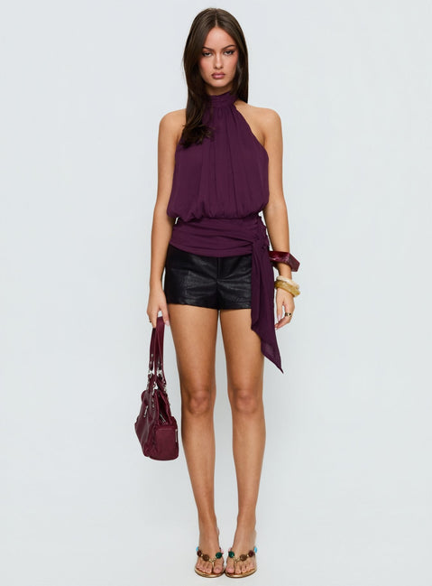 Faythe Neckholder-Top mit Bindedetail Beere