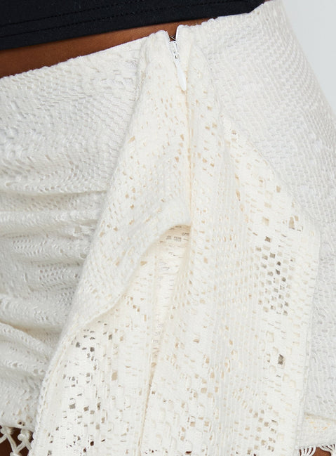 product Princess Polly Winita Macrame Tassel Mini Skirt Cream Mini Skirts Skirts 