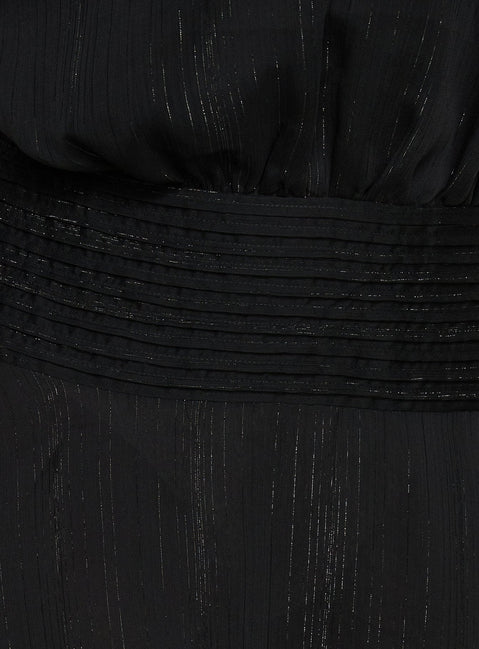 Rozario Chiffon Neckholder Minikleid Schwarz / Silber