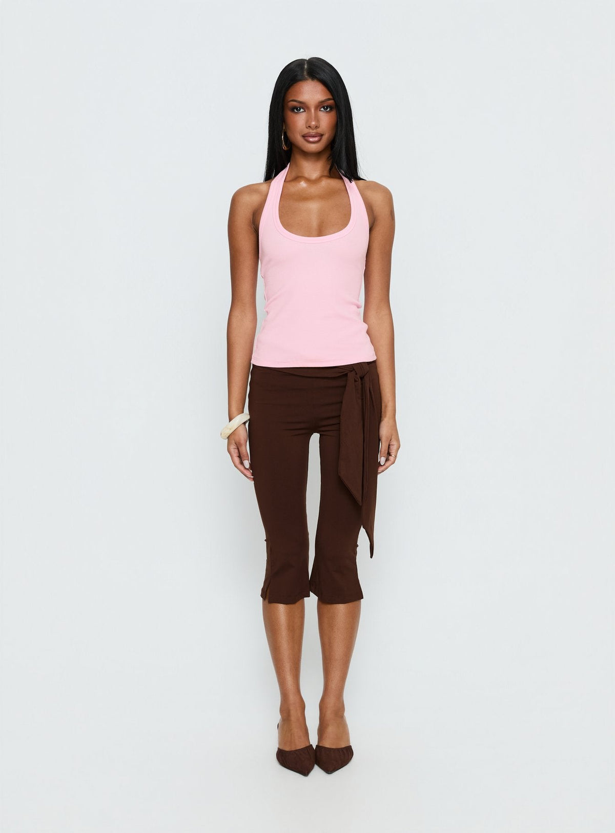 Baseline Scoop Halter Rippen-Top Rosa