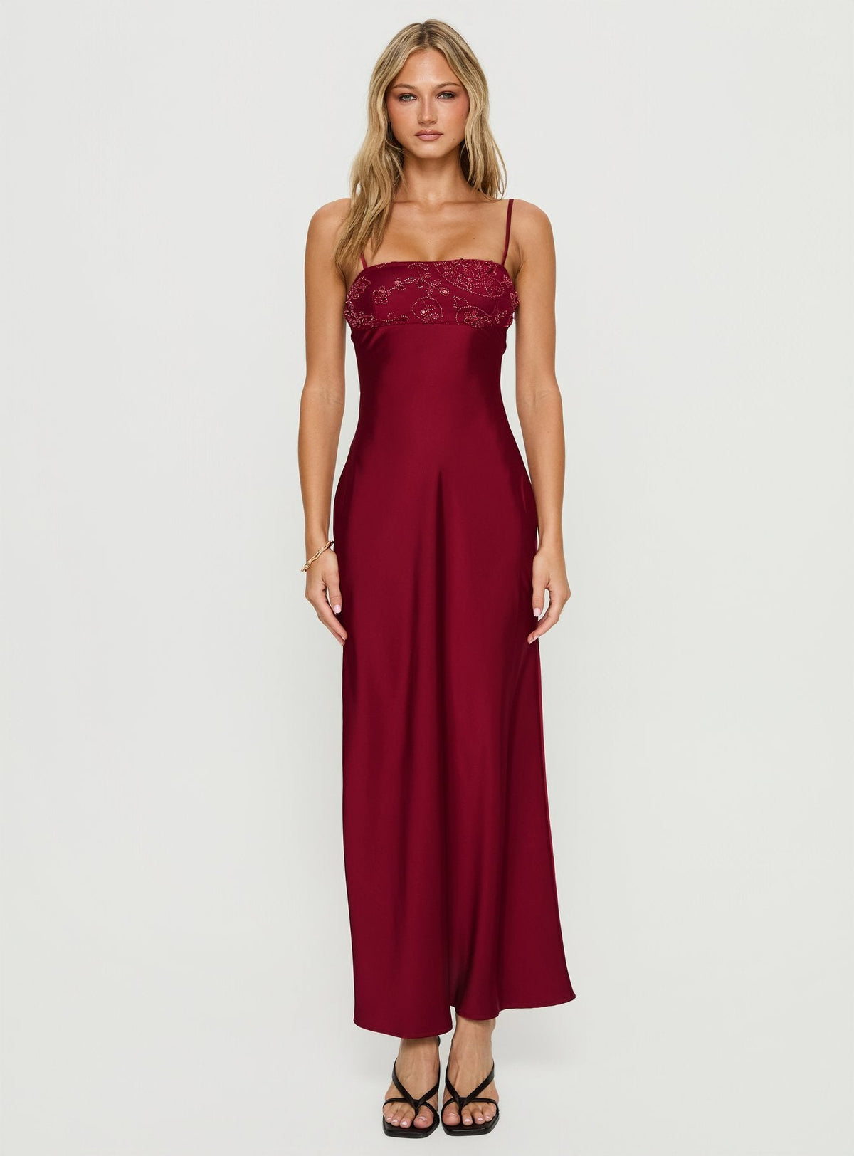 Engracia Pailletten-Maxikleid Bordeauxrot