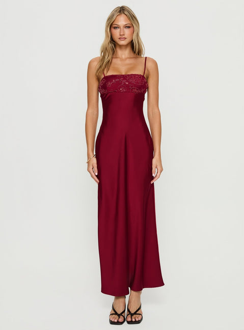 Engracia Pailletten-Maxikleid Bordeauxrot