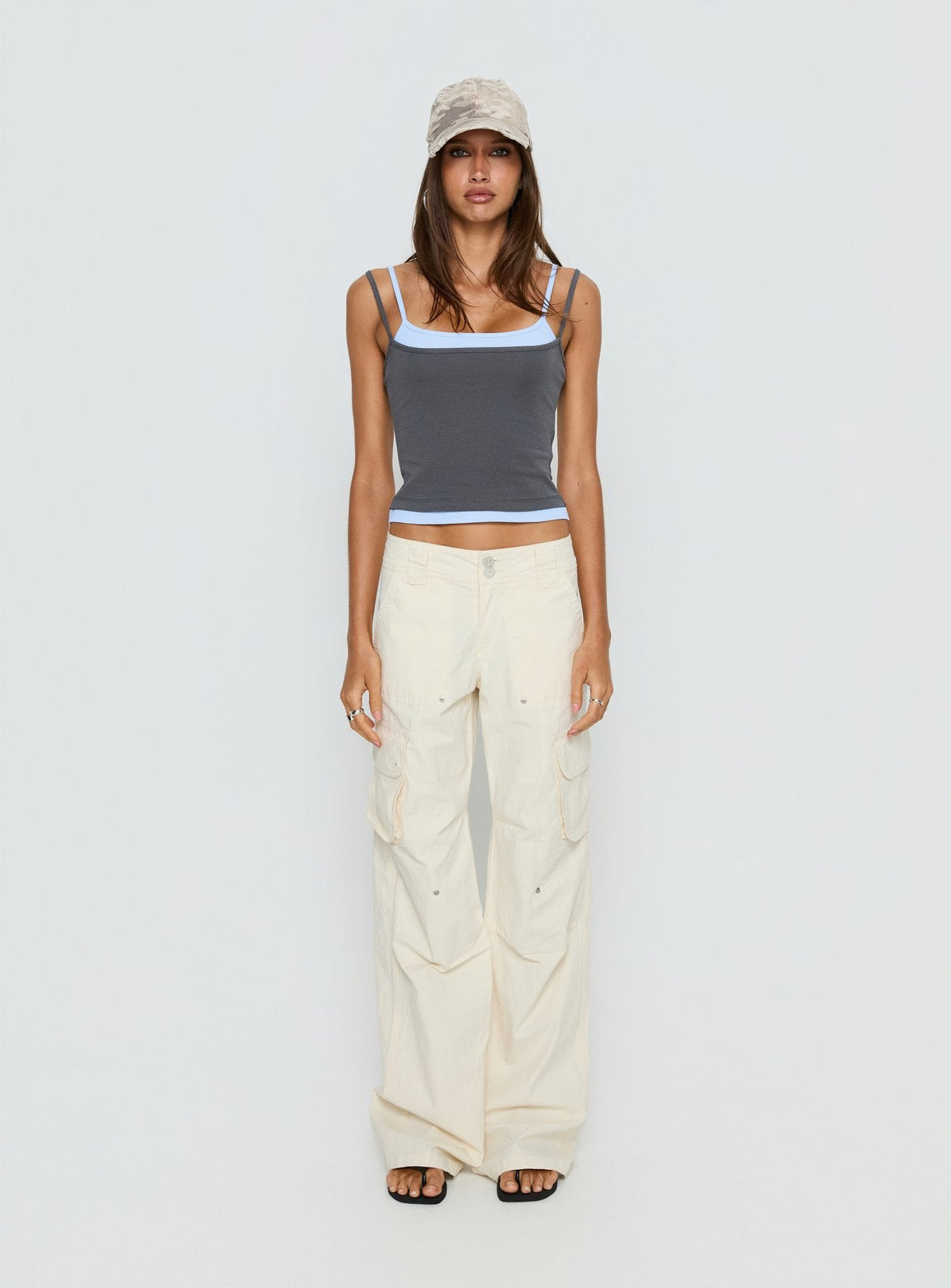 Maeka Lagenlook-Jersey-Top Grau / Blau