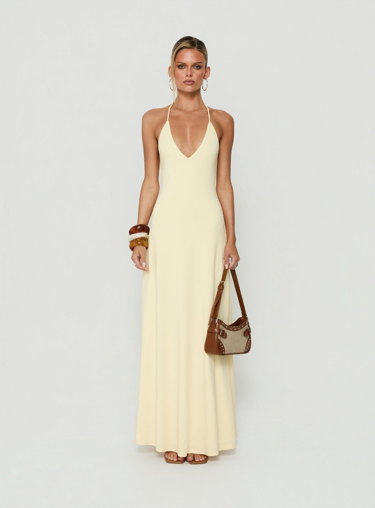 Palmas Neckholder-Maxikleid Buttergelb