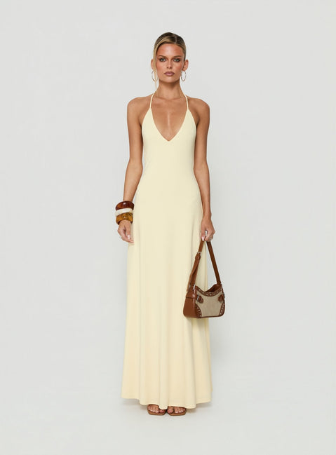Palmas Neckholder-Maxikleid Buttergelb