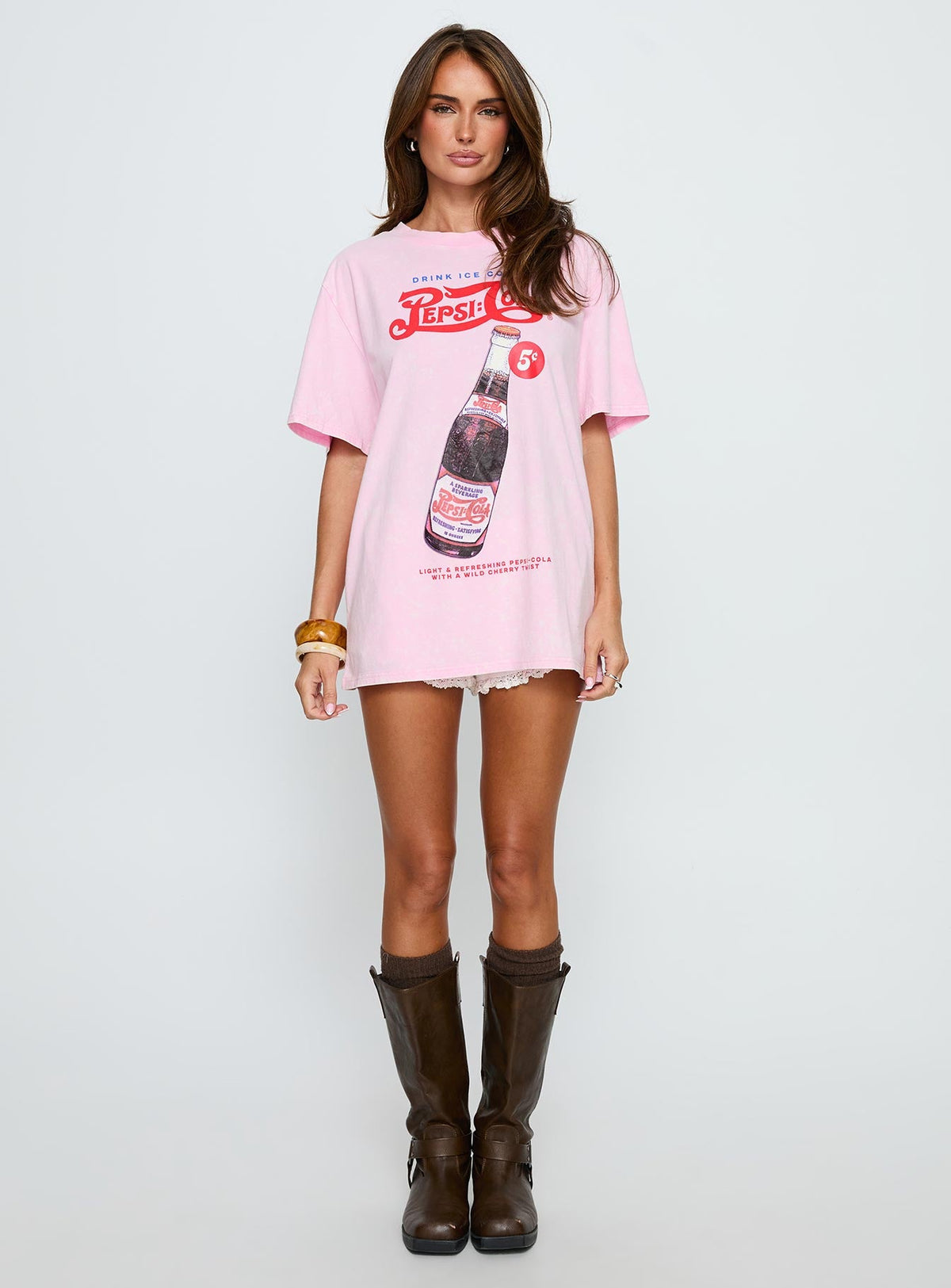 Pepsi Cola mit Motivprint Oberteil Washed Pink